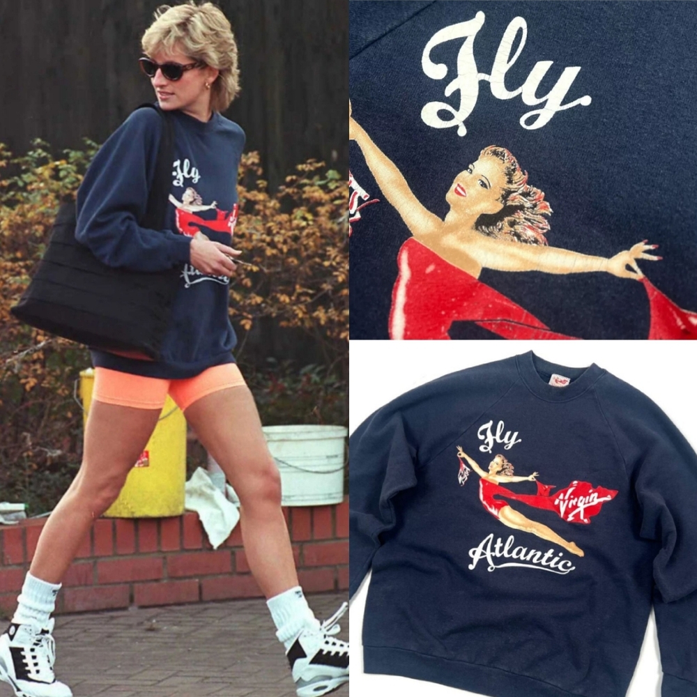 ❗Rare Vintage Women's Princess Diana Virgin Atlantic Airlines Sweatshirt Small❗
